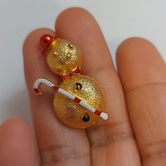 Vintage Jewelry - Vintage Gerry's Small Snowman Christmas Brooch Pin